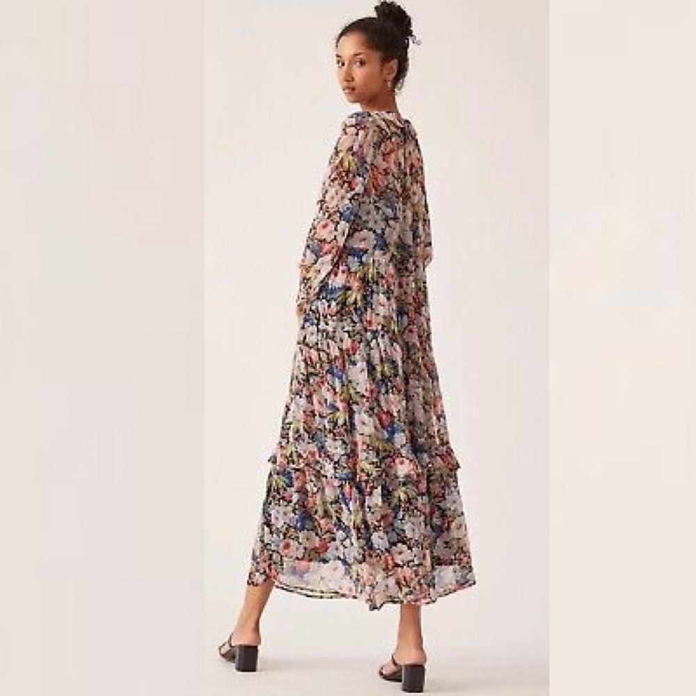 Anthropologie The Marais Printed Chiffon Maxi Dress Size XSP - Picture 2 of 4
